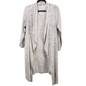 Jm Clothing Gray Acid Wash Open Front Rayon Duster